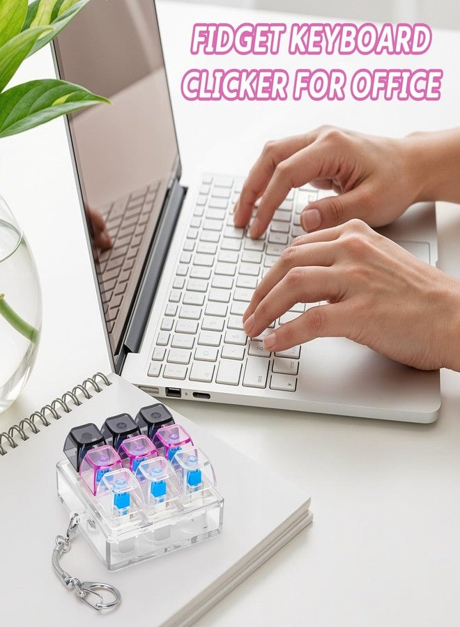 HOMQYTE Transparent Keyboard Fidget Toys for Adults Keyboard Clicker Button Keychain Sensory Toy for Office Stress Relief Autism (9IN1-Style A) - Image 4